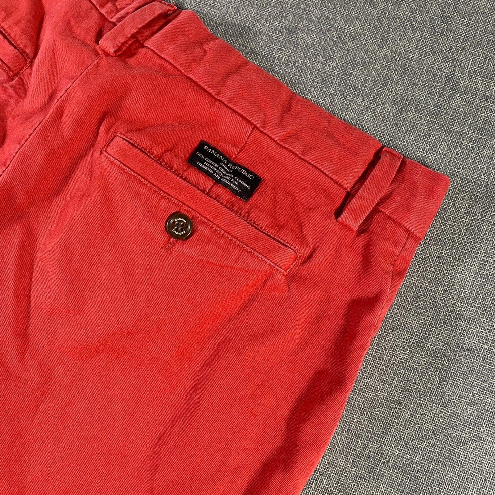 Banana Republic Mens Emerson Chino Pants 30x30 Red Cotton‎ Casual Trousers